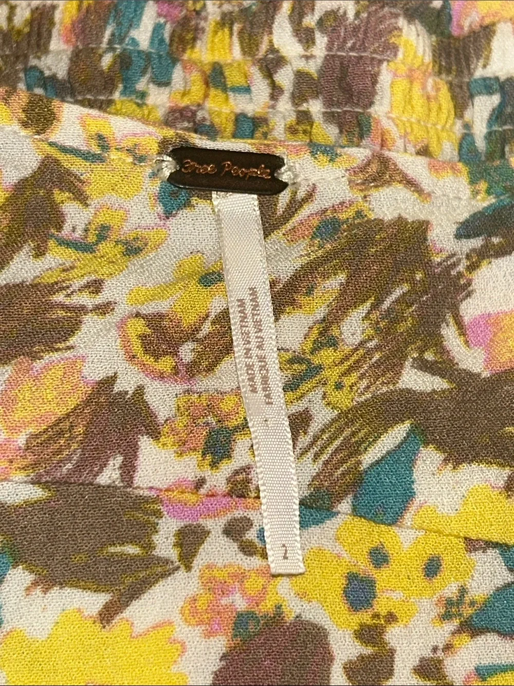 Free People Yellow Multi-Color Floral Tie-Front Mini Dress
